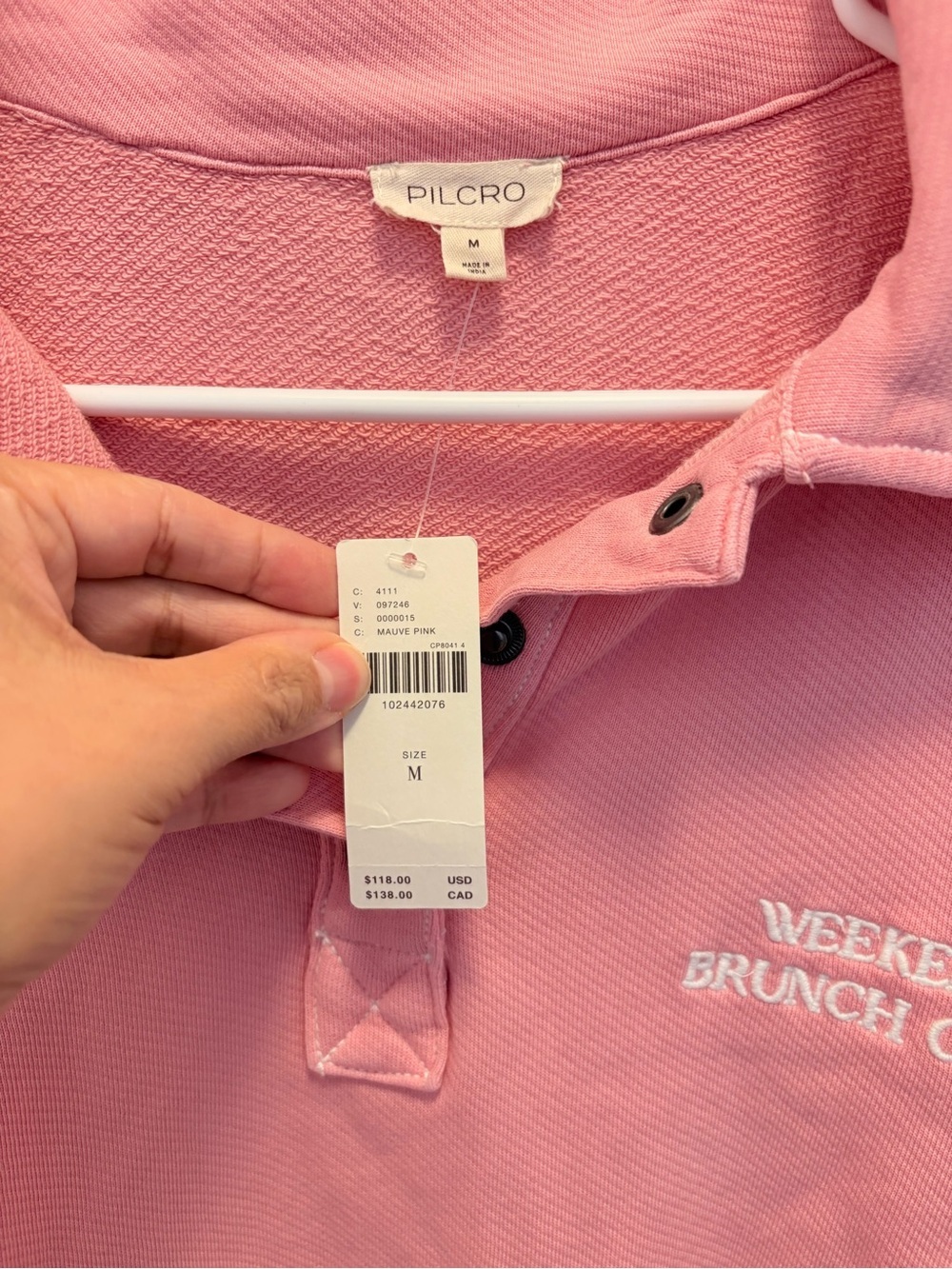 Pilcro Weekend Brunch Club Henley Cropped Sweatshirt from Anthropologie NWT M - Picture 3 of 7